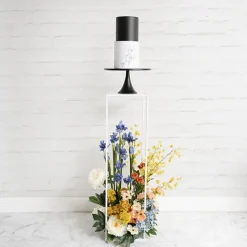 Metal Centrepiece Flower Table Stand KD White (30x30x110cmH)