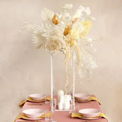 Metal Centrepiece Table Stand Set 2 White (65cmH&50cmH)