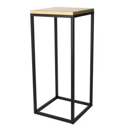 Metal Display Stand Timber Top Natural Black (35x35x81cmH)