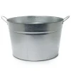 Metal Drinks Tub Round Chrome Hndl Sml Zinc (36cmx22cmH)