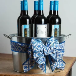 Metal Drinks Tub Round Chrome Hndl Sml Zinc (36cmx22cmH)