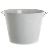 Metal Drinks Tub Round Chrome Handles White (41x30x30cmH)
