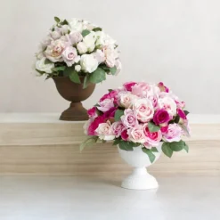 Metal Floral Wide Compote Urn Rustic (20x15.5cmH)