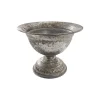 Metal Floral Wide Compote Urn Pewter Silver (20x15.5cmH)