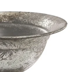 Metal Floral Wide Compote Urn Pewter Silver (20x15.5cmH)
