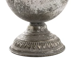 Metal Floral Wide Compote Urn Pewter Silver (20x15.5cmH)