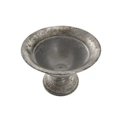 Metal Floral Wide Compote Urn Pewter Silver (20x15.5cmH)