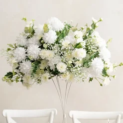 Metal Geometric Centrepiece Flower Stand White (20cmDx66cmH)