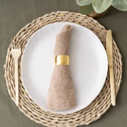 Metal Napkin Ring Pack 2 Solid Gold (4cmDx2.8cmH)