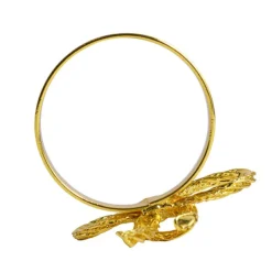 Metal Napkin Ring with Bow Pack 4 Gold (4.5cmD)