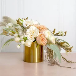 Metal Plant and Arrangement Pot Brass Gold (16x15cmH)