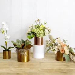 Metal Plant and Arrangement Flat Bowl Brass Gold (24x14cmH)