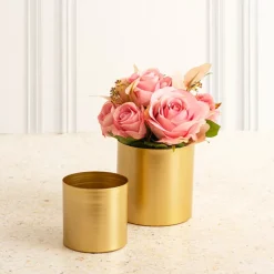 Metal Pot Round Brass Gold (10x10cmH)