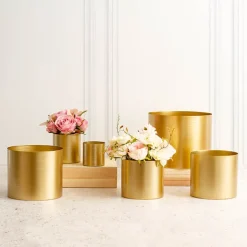 Metal Pot Round Brass Gold (30x24cmH)