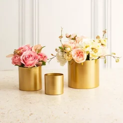 Metal Pot Round Brass Gold (13x13cmH)