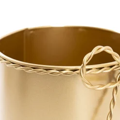 Metal Pot w Bow Gold (13cmDx15cmH)