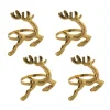 Metal Reindeer Napkin Rings Pack 4 Gold (4.5cmD)