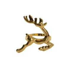 Metal Reindeer Napkin Rings Pack 4 Gold (4.5cmD)