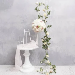 Metal Shepherd's Hook Adjustable w Base White (160cmH)