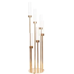 Metal Spiral Candelabra 6 Glass Candle Holder Gold (118cmH)