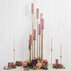 Metal Spiral Candelabra 8 Glass Candle Holders Gold (128cmH)