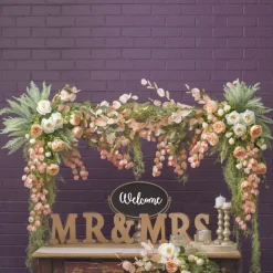 Metal Table Flower Arch Extendable White (125x110cmH)