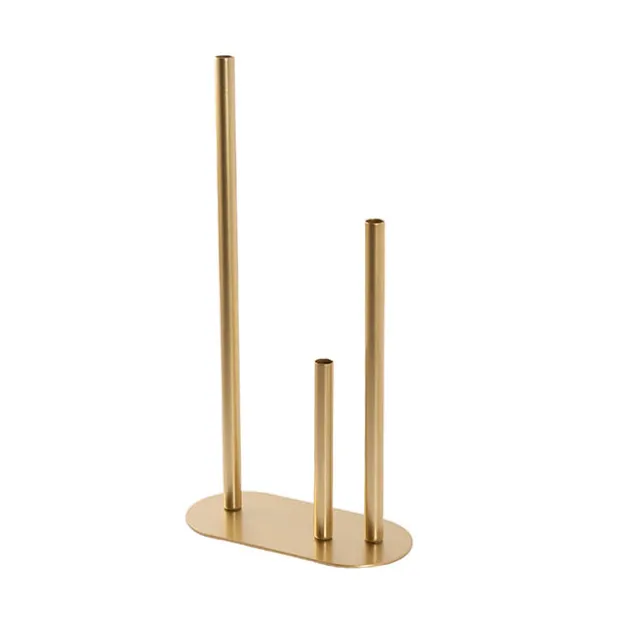 Metal Vase 3 Tubes Gold (21x10x40cmH)