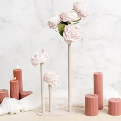 Metal Vase 3 Tubes Light Grey (21x10x40cmH)