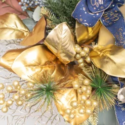 Metallic Magnolia Leaf Spray Gold (75cmH)