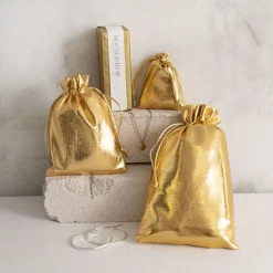Metallic Shimmer Gift Bag Medium Pack 6 Gold (12.5x17HcmH)