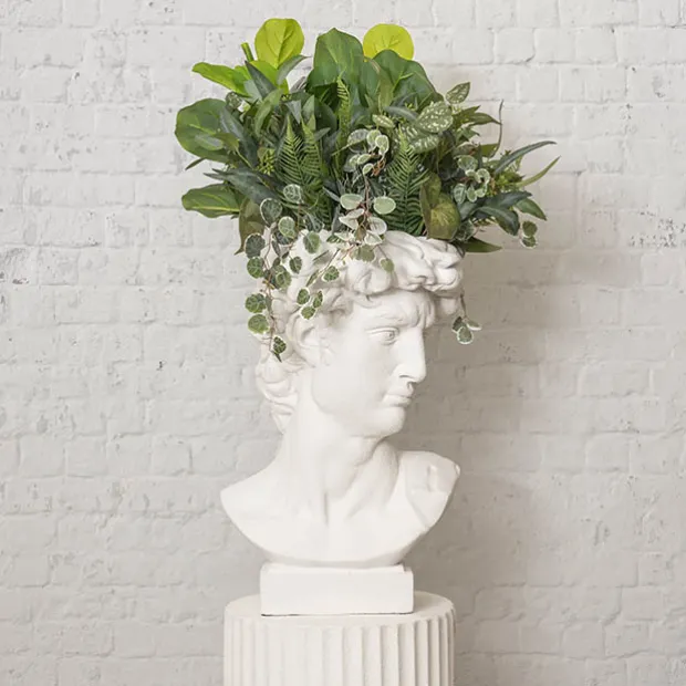 Michelangelo Sculpture Planter Limestone White (64cmH)