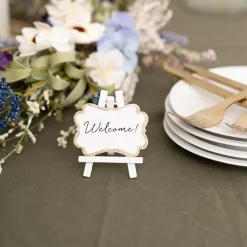 Mini Name Card Easel Gold & White Pack 6 (7x8cmH)