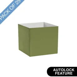 Mini Posy Box Gloss Autolock Base Pk25 Moss Green (13x12cmH)