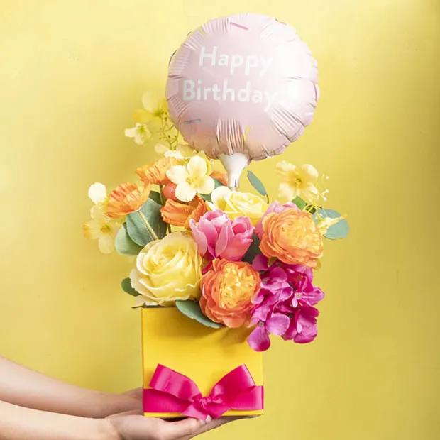 Mini Posy Box Gloss Autolock Base Pk25 Yellow (13x12cmH)