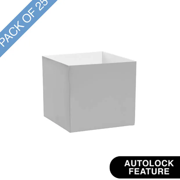 Mini Posy Box Gloss Autolock Base Pk25 Silver (13x12cmH)