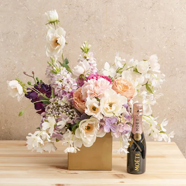 Mini Posy Box Gloss Autolock Base Pk25 Gold (13x12cmH)