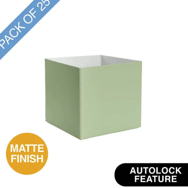 Mini Posy Box Matte Autolock Base Pk25 EarthGreen (13x12cmH)
