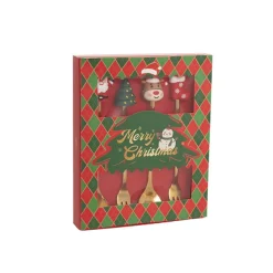 Mini Spoon & Fork Christmas Set 4 Gold (15cmH)
