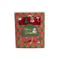 Mini Spoon & Fork Christmas Set 4 Gold (15cmH)