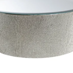 Mirror Diamond Round Platform Riser Silver (30cmDx12cmH)