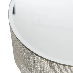 Mirror Diamond Round Platform Riser Silver (30cmDx12cmH)