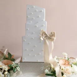 Mirror Diamond Square Platform Riser Silver (30x30x12cmH)