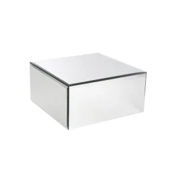Mirror Glass Square Platform Riser Silver (30.5x15cmH)