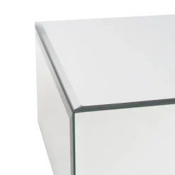 Mirror Glass Square Platform Riser Silver (30.5x15cmH)