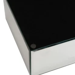 Mirror Glass Square Platform Riser Silver (30.5x15cmH)