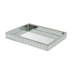 Mirror Tray Rectangle Strip Bevelled Edge Silver(30x40x5cmH)