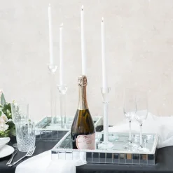 Mirror Tray Rectangle Strip Bevelled Edge Silver(30x40x5cmH)