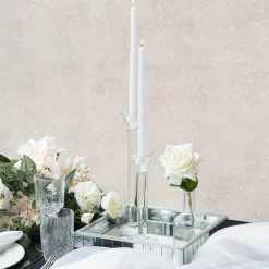 Mirror Tray Square Strip Bevelled Edge Silver (30x30x5cmH)