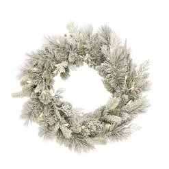 Mixed Christmas Snow Pine LED Wreath White (40cmD)