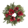 Mixed Fern Red Magnolia Wreath Green (56cmD)